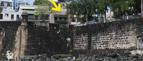 Arrow points to  house . Harbor walkways are directly below house  