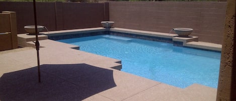 Sparkling Private Pool with Water Features, Private Patio and Shade Umbrellas