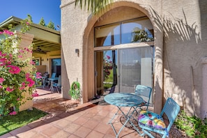 Living room and master bedroom patios.