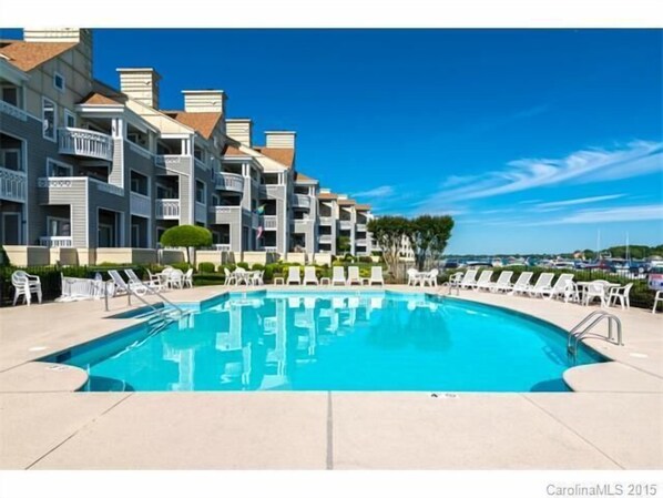 Pool is just a few feet off the patio