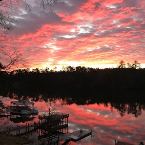 Beautiful sunrise over Lake Hickory! View from deck of property 