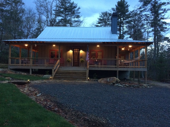 Dusk at StoneHinge cabin @ 444 Stone's Lake Road