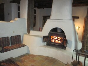 Fire Burning In Main Gallery -- the Stove Insert Provides Fire View and Heat