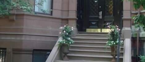 Stooped brownstone entrance 