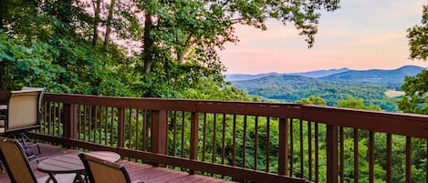 Spectacular mountain views along with views of the French Broad River