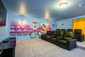 New as of 2016!  Our movie theater room!  Have fun watching a movie with Mickey!