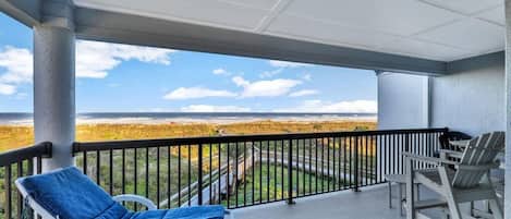 Large oceanfront patio off living area and master
