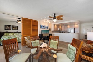 Dining/ Living room. Showing the Privacy wall pull over for front bedroom