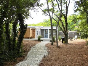 Backyard and Deck entrance from private parking area