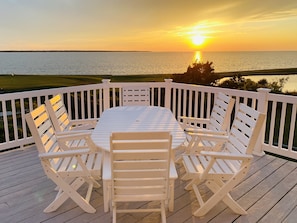 Outdoor dining at sunset