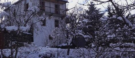 The vila during winter with snow