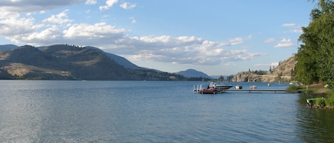 Skaha Lake, view from beach looking north to Penticton