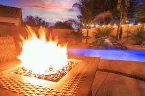 Cozy fire pit for the chilly desert nights. 