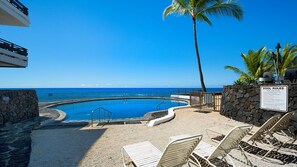 20 feet from the condo to the ocean to a lava-rimmed salt water pool