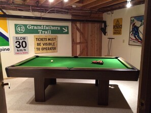downstairs recreation room with slate pool table!