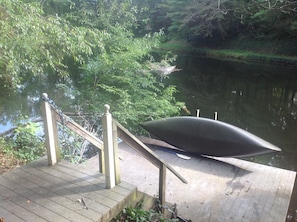your floating dock can be moved to a sunny spot the canoe is for your use 

