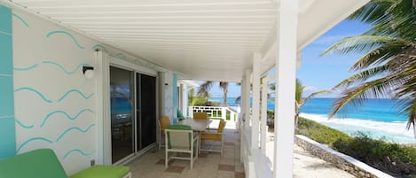 Wonderful patio along the back of the house provides great ocean views