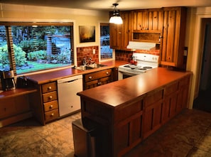 lots of counter space for cooking while you look out over the garden