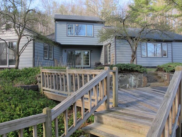 Rear of house, out into the fenced-in backyard