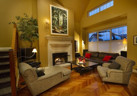 Living Room - wood burning fireplace, HD TV