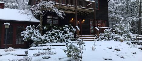 Front of house after a fresh snowfall