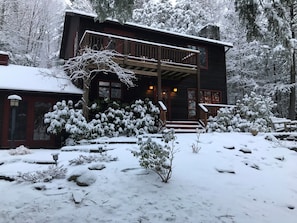 Front of house after a fresh snowfall