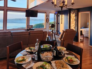 Yes, that is a bowl of freshly caught crab meat the middle of the table.