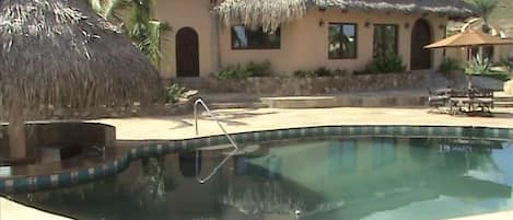 The guesthouse and pool