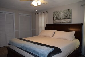 Indulge in the comfort of the king memory foam bed.
