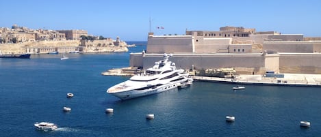 Unbeatable view of the Grand Harbour, Valletta & Fort St. Angelo from the terrac
