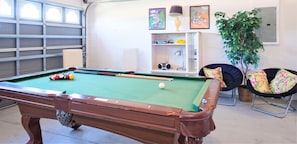 Games Room - pool table, darts and seating area