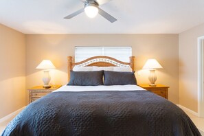 Master bedroom. King bed with Pottery Barn bedding and sheets