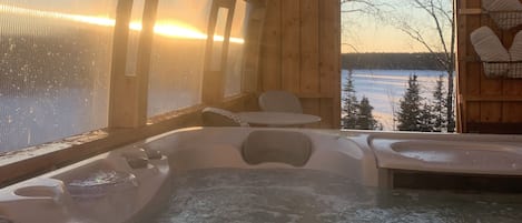 Beautiful views from the hot tub, this is reserved for private cabin guest use
