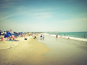 beach with life guards 1/2 mile away