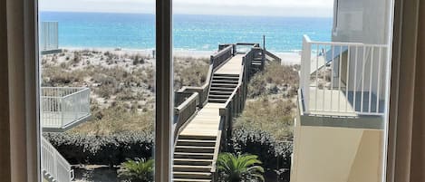 View of Beach walkover from Livingrm window