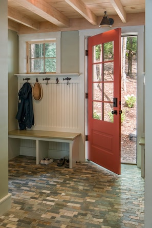 Front entrance with 2 closets for storage. Lav is off to right.