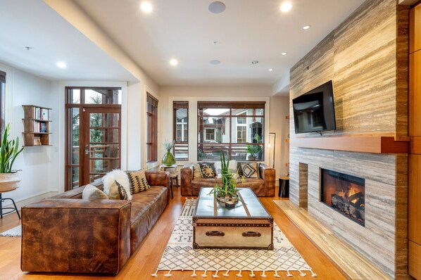 Living area: Wood burning fireplace