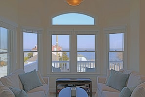 View From Kitchen Sink Over Deck and Across Bay