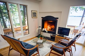 Relax, enjoy the fire, and splendid views in the cherry lounging furniture
 