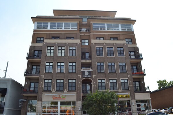 The condo is in this building, The Dickson, on Dickson Street.