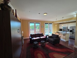 Living room with view of Old Main