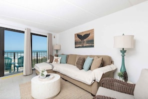 Enjoy the ocean view from the comfort of the couch!