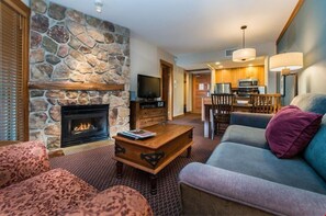 Kick up your feet and relax in the spacious living area after a day on the slopes.