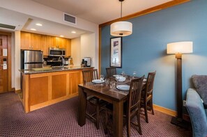 Entertain and dine at the large dining table with seating for everyone.