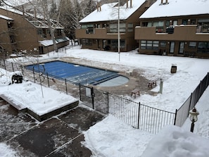 The pool and hot tub area from our balcony. 