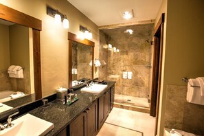 Freshen up in one of the many bathrooms