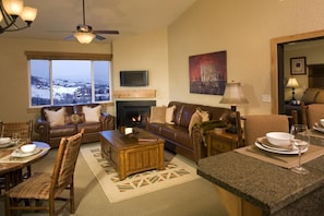 Relax in the luxurious living area.