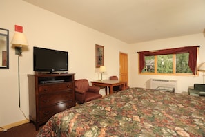 Catch a movie and kick up your feet after a long day. The bedding configurations vary.