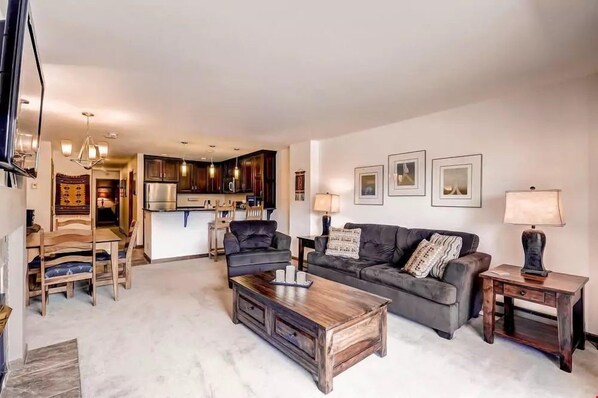 Retreat back to this spacious living room after a day on the slopes.