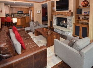 Warm up in front of the cozy fireplace.